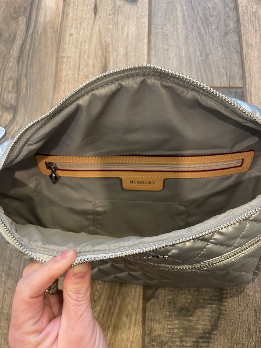 MZ Wallace Matte Silver Crosby Crossbody Sling Bag - Picture 4 of 9
